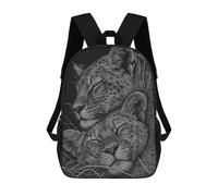 sinyumoney Resting Leopards Black And White Art Sac À Dos Scolaire Imprimé En 3D Pour Enfants, Sac À Dos Garçon/fille, Sac De Voyage Pour Enfants 17inch
