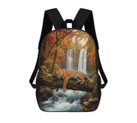 sinyumoney Resting Tiger by Waterfall in Autumn Sac À Dos Enfant, Sac D'école, Sac À Dos Imprimé 3D Avec Motif De Dessin Animé, Grande Capacité, Pour Garçons Et Filles 17inch