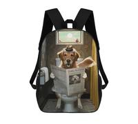 sinyumoney Retriever on The Toilet Sacs À Dos Scolaires Pour Enfants, Sac D'école Imprimé En 3D Pour Garçons, Élèves Du Primaire Et Du Collège 17inch