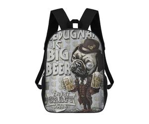 sinyumoney Retro Craft Beer Pug Sacs À Dos Scolaires Pour Enfants, Sac D'école Imprimé En 3D Pour Garçons, Élèves Du Primaire Et Du Collège 17inch