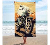 sinyumoney Retro Motorcycle Serviettes De Plage pour Adultes, Ultra Douces Et Absorbantes, Ensemble De Serviettes De Bain De Luxe De Qualité Hôtelière, 130 X 80 Cm