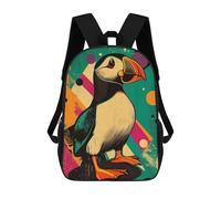 sinyumoney Retro Puffin Illustration Vibrant Puffin Pop Art Sac À Dos Scolaire Imprimé En 3D, Sac À Dos Décontracté Pour Enfants, Sac D'école Imprimé En 3D Pour Garçons, Primaire Et Collège 17inch