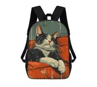 sinyumoney Retro Tuxedo Cat Sleeping Sacs À Dos Pour Enfants, Sac D'école Imprimé En 3D, Cartable Pour Enfants, Sac De Voyage, Sac À Dos Garçon Fille, Sac D'école Pour Enfants 17inch