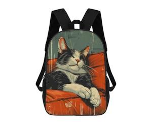 sinyumoney Retro Tuxedo Cat Sleeping Sacs À Dos Pour Enfants, Sac D'école Imprimé En 3D, Cartable Pour Enfants, Sac De Voyage, Sac À Dos Garçon Fille, Sac D'école Pour Enfants 17inch