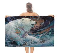 sinyumoney Rêves arctiques murmurés, l'histoire d'un Ours Polaire, Ensemble de Serviettes de Base, Ultra-absorbantes, pour la Plage, Le Bain et la Piscine, 130 cm x 80 cm