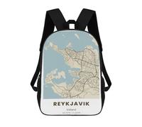 sinyumoney Reykjavik City Map Sac À Dos Scolaire Pour Enfants Imprimé En 3D, Idéal Pour Les Voyages Et Les Lectures, Pour Les Garçons Et Les Élèves Du Primaire 17inch