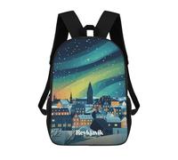 sinyumoney Reykjavik Northern Lights Sac À Dos Scolaire Enfant Tendance Et Décontracté, Sac À Dos Imprimé En 3D Pour Garçon, Grand Sac À Dos 17inch
