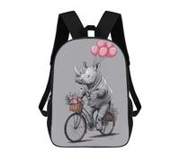 sinyumoney Rhino Riding Bicycle Sac À Dos Pour Enfants, Impression 3D, Sac D'école Pour Garçons Et Filles, Sac À Dos Tendance Et Décontracté Pour Écoliers 17inch