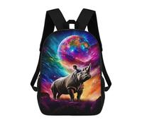 sinyumoney Rhinoceros in Cosmic Landscape Sacs À Dos, Sac À Dos Enfant, Sac D'école, Sac À Dos De Voyage Imprimé En 3D, Accessoire De Mode, Sac À Dos Imperméable Pour Enfants 17inch