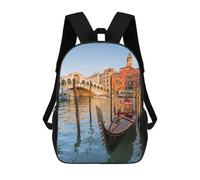 sinyumoney Rialto Bridge And Gondola Sac À Dos Scolaire Imprimé En 3D Pour Garçons Et Filles, Sac À Dos Pour Enfants, Sac De Voyage 17inch