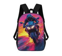 sinyumoney Ride Like The Wind Motorcycle Speed Art Sacs À Dos Pour Enfants 17inch Sac À Dos Scolaire, Sac D'école Imprimé En 3D Pour Garçons, Élèves Du Primaire Et Du Collège