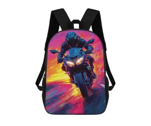sinyumoney Ride Like The Wind Motorcycle Speed Art Sacs À Dos Pour Enfants 17inch Sac À Dos Scolaire, Sac D'école Imprimé En 3D Pour Garçons, Élèves Du Primaire Et Du Collège