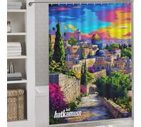 sinyumoney Rideau de Bain Humoristique en Polyester épais, résistant aux moisissures et aux paysages vibrants de Jérusalem, pour Caravane, 163 x 180 cm (64,17 x 70,87 Pouces).