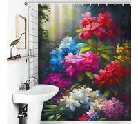 sinyumoney Rideau de Douche à Fleurs « Maman » et azalée, Anti-moisissure, 100% Polyester, Tissu Doux, Rideau de Douche d'hôtel pour Baignoire et Cabine de Douche, 143 x 180 cm (56,30 x 70,87 Pouces)