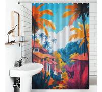 sinyumoney Rideau de Douche Bali Art en Polyester imperméable et Doux, résistant à la moisissure, idéal pour Les hôtels, Les salles de Bain et Les dortoirs, 119 x 180 cm (46,85 x 70,87 Pouces).