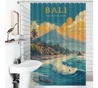 sinyumoney Rideau de Douche Bali Paradise Anti-moisissure, 100% Polyester, pour Salle de Bain, 119 x 180 cm (46,85 x 70,87 Pouces)