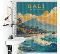 sinyumoney Rideau de Douche Bali Paradise imperméable et Anti-moisissure, 100% Polyester, Lavable, pour cabines de Douche et baignoires, 143 x 180 cm (56,30 x 70,87 Pouces)