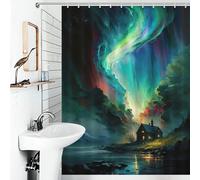 sinyumoney Rideau de Douche Cabin by The Lake, Anti-moisissure, 100% Polyester, Tissu Doux, Rideau de Douche d'hôtel pour Caravane, 136 x 180 cm (53,54 x 70,87 Pouces)