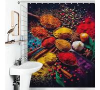 sinyumoney Rideau de Douche Colorful Spices Composition-1, Anti-moisissure, en Polyester épais et Durable, Moderne et déperlant, pour Caravane, 143 x 180 cm (56,30 x 70,87 Pouces)