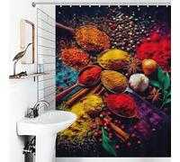 sinyumoney Rideau de Douche Colorful Spices Composition-1, résistant à la moisissure, élégant et Lavable, pour Salle de Bain ou pièce Humide (136 x 180 cm)