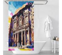 sinyumoney Rideau de Douche élégant et résistant aux moisissures, avec 12 Crochets, Motif coloré de ruines Antiques, pour Salle de Bain ou dortoir (90 x 180 cm)