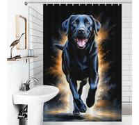 sinyumoney Rideau de Douche en Tissu imperméable avec Crochets, Motif Labrador Noir en Pleine Course, pour Salle de Bain, 119 x 180 cm (46,85 x 70,87 Pouces).