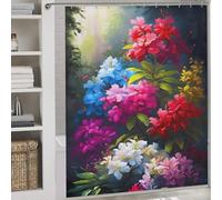 sinyumoney Rideau de Douche Fleuri « Maman, Mère, Azalée », imperméable et Anti-moisissures, 100% Polyester, pour Salle de Bain, 177 x 180 cm (69,69 x 70,87 Pouces)