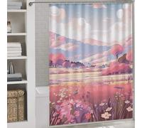 sinyumoney Rideau de Douche Flower Meadow Foothills en Polyester imperméable et Anti-moisissure, Style Moderne, Hydrofuge, pour Baignoire, 163 x 180 cm (64,17 x 70,87 Pouces)
