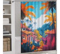 sinyumoney Rideau de Douche imperméable Bali Art Anti-moisissure avec Crochets pour baignoires et cabines de Douche, 163 x 180 cm (64,17 x 70,87 Pouces)