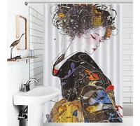 sinyumoney Rideau de Douche Japonais, imperméable et Anti-moisissure, en Polyester Doux, Style Patrimoine culturel, pour Baignoire et Cabine de Douche (119 x 180 cm)