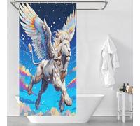 sinyumoney Rideau de Douche Lion Volant, créature Mythique planant dans Le Ciel, Anti-moisissure, 100% Tissu Lavable, décoration pour Salle de Bain ou Salle d'eau (90 x 180 cm)
