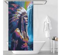 sinyumoney Rideau de Douche Native Spirit by The Falls, Anti-moisissure, 100% Polyester, Tissu Doux, Rideau de Douche d'hôtel pour Baignoire et Cabine de Douche, 90 x 180 cm (35,43 x 70,87 Pouces)