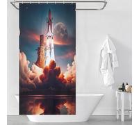 sinyumoney Rideau de Douche Navette Spatiale Anti-moisissure, séchage Rapide, résistant et décoratif, pour Baignoire et Cabine de Douche, 90 x 180 cm (35,43 x 70,87 Pouces)