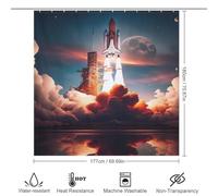 sinyumoney Rideau de Douche Navette Spatiale en Tissu imperméable Anti-moisissure avec Crochets pour Salle de Bain de Caravane 69,69 x 70,87 Pouces (177 x 180 cm)