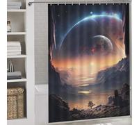 sinyumoney Rideau de Douche Paysage Dawn of Saturn, Anti-moisissure, avec Crochets, en Tissu imperméable, Polyester Moderne déperlant pour Salle de Bain, 163 x 180 cm (64,17 x 70,87 Pouces)