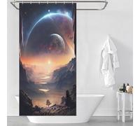 sinyumoney Rideau de Douche Paysage Dawn of Saturn, en Polyester imperméable et Anti-moisissure, Style Moderne, déperlant, pour Salle de Bain (90 x 180 cm)