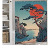 sinyumoney Rideau de Douche Sunset Serenity by The Sea, Anti-moisissure, 100% Polyester, Tissu Doux, Rideau de Douche d'hôtel pour Caravane, 177 x 180 cm (69,69 x 70,87 Pouces)