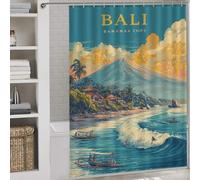 sinyumoney Rideaux de Douche Bali Paradise en Polyester imperméable et Anti-moisissure, Style Moderne, déperlant, pour Salle de Bain, 163 x 180 cm (64,17 x 70,87 Pouces)