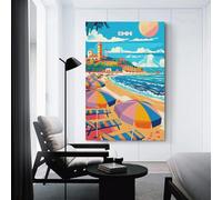 sinyumoney Rimini Beach Bliss Affiches Murales Pour Salle De Bain Rustique, Grand Format 20x30inch(50x75cm)