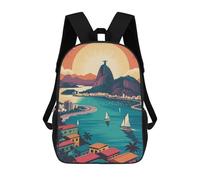 sinyumoney Rio De Janeiro Landscape Illustration Sac À Dos Enfant, Cartable Imprimé En 3D Pour Garçons Et Adolescents 17inch