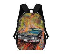 sinyumoney Road Trip Car Art Sacs À Dos Tendance Imprimés En 3D 17inch Sac D'école Décontracté Pour Enfants, Garçons, Élèves Du Primaire Et Du Collège