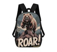 sinyumoney Roaring Bear Wilderness Watcher Sacs À Dos Scolaires Pour Enfants, Sac D'école Imprimé En 3D Pour Garçons, Élèves Du Primaire Et Du Collège 17inch
