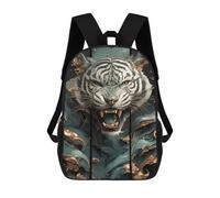 sinyumoney Roaring Tiger Teal And Gold Art 17inch Sacs À Dos Scolaires Imprimés En 3D - Sacs À Dos Tendance Pour Garçons Du Primaire Et Du Collège