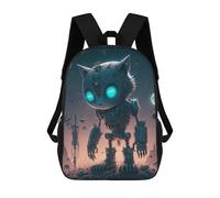 sinyumoney Robotic Cat in Space -4 Sac À Dos Scolaire Enfant Tendance Et Décontracté, Sac À Dos Imprimé En 3D Pour Garçon, Grand Sac À Dos 17inch