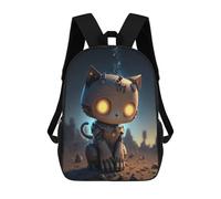 sinyumoney Robotic Cat in Space-4 Sac À Dos Scolaire Pour Adolescents, Imprimé En 3D, Ajustable, À Poches Tendance, Pour Enfants, Garçons, Filles, Étudiants Et Adolescents 17inch