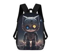 sinyumoney Robotic Cat in Space Sac À Dos Enfant Fille 3D, Sac D'école, Sac À Dos Pour Tout-petits, Sac À Dos Décontracté, Sac À Livres Tendance 17inch