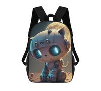 sinyumoney Robotic Cat on The Moon Sac À Dos Scolaire Pour Enfants Imprimé En 3D, Idéal Pour Les Voyages Et Les Livres 17inch