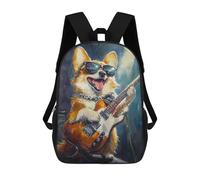 sinyumoney Rock Star Corgi Guitarist Sac À Dos Scolaire Pour Enfants, Imprimé En 3D, Tendance Et Décontracté, Pour Garçons, Élèves Du Primaire Et Du Collège 17inch