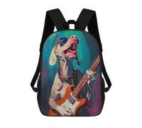 sinyumoney Rock Star Dog Guitar Art -2 Sacs À Dos 17 Pouces Pour Enfants, Sacs D'école Imprimés En 3D Pour Élèves Du Primaire Et Du Collège, Garçons Et Filles