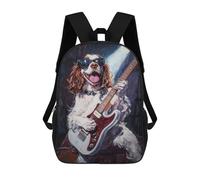 sinyumoney Rock Star Dog Guitar Painting -3 Sac À Dos Scolaire Pour Enfants, Sac À Dos De Voyage Décontracté, Grand Sac À Dos Pour Garçons Et Filles 17inch